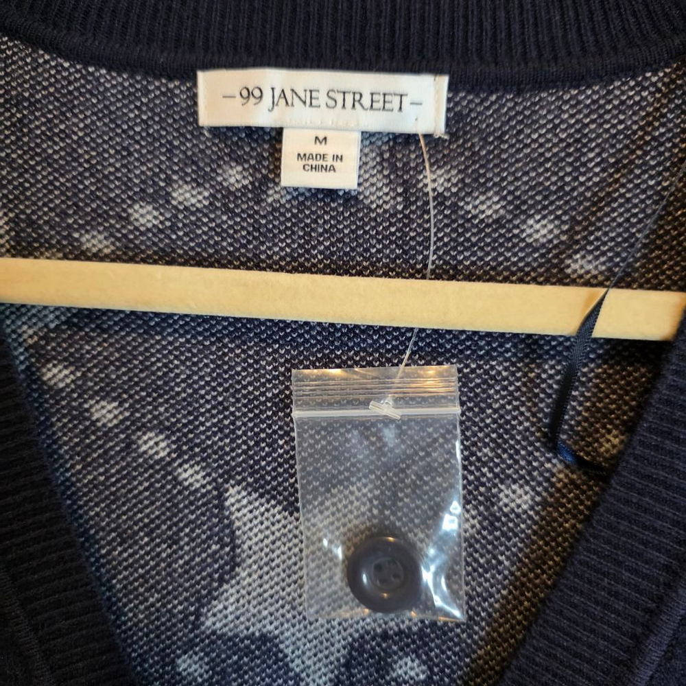 Women's 99 JANE STREET Navy & White Star Cardigan Sweater NWOT - Picture 6 of 8